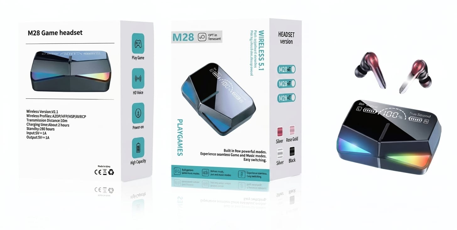 M28 Gaming Earbuds – ANC Wireless Bluetooth 5.1